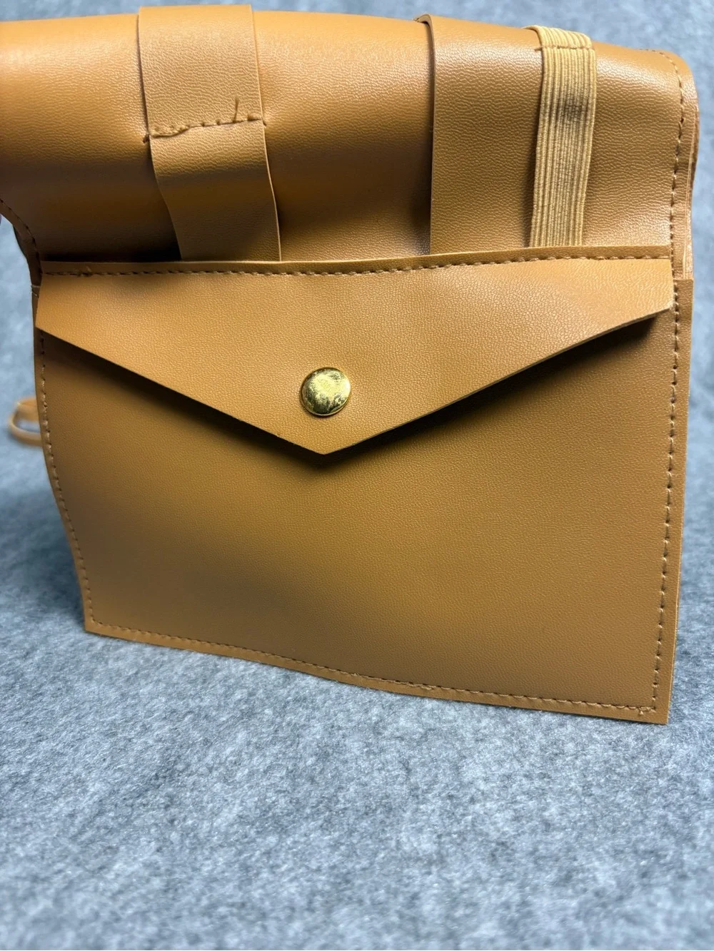 Glass Ladder & Co Camel Vegan Leather Travel Jewelry Organizer Roll